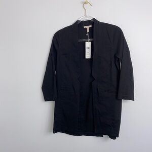 eileen fisher Black Open Front Organic Linen Viscose Stretch Jacket Sz Petite SM